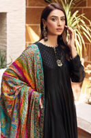 Pakistani Black Embroidered Cotton Kalidaar Pishwas (3-Piece) - Image 5