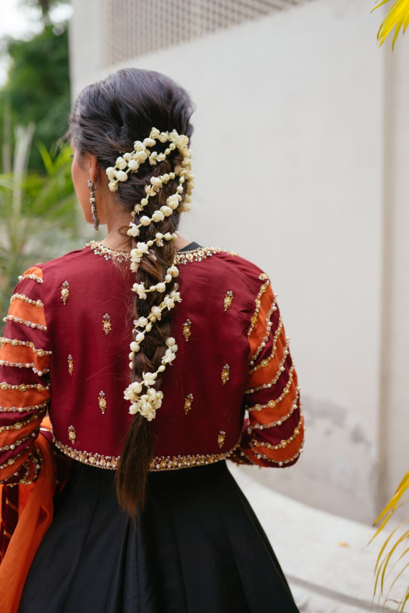 Pakistani Black Embroidered Silk Pishwas Dress (3-Piece) - Image 8