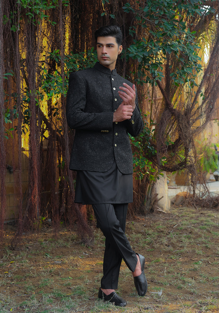 Pirat Black Georgette Prince Coat (3-Piece) - Image 5