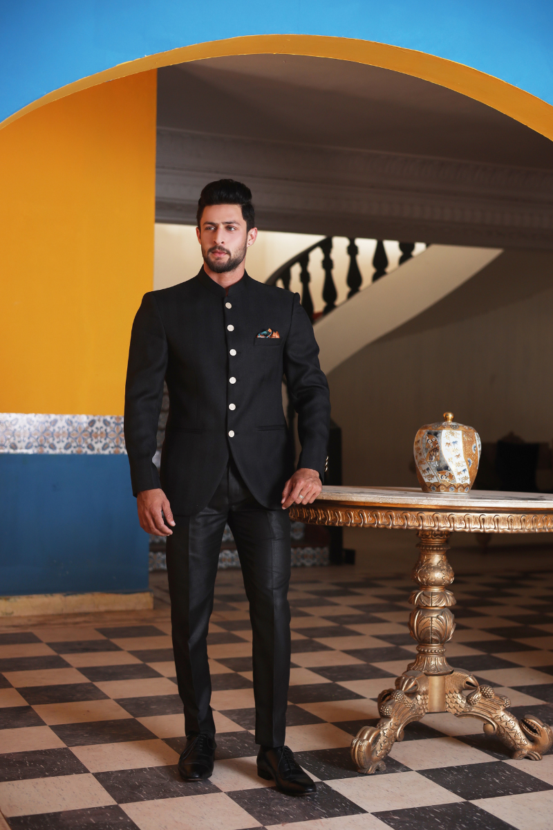 Black Lightweight Suiting Prince Coat (2-Piece) - Image 2