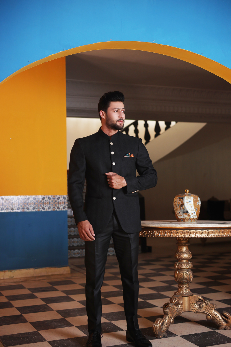 Black Lightweight Suiting Prince Coat (2-Piece) - Image 3