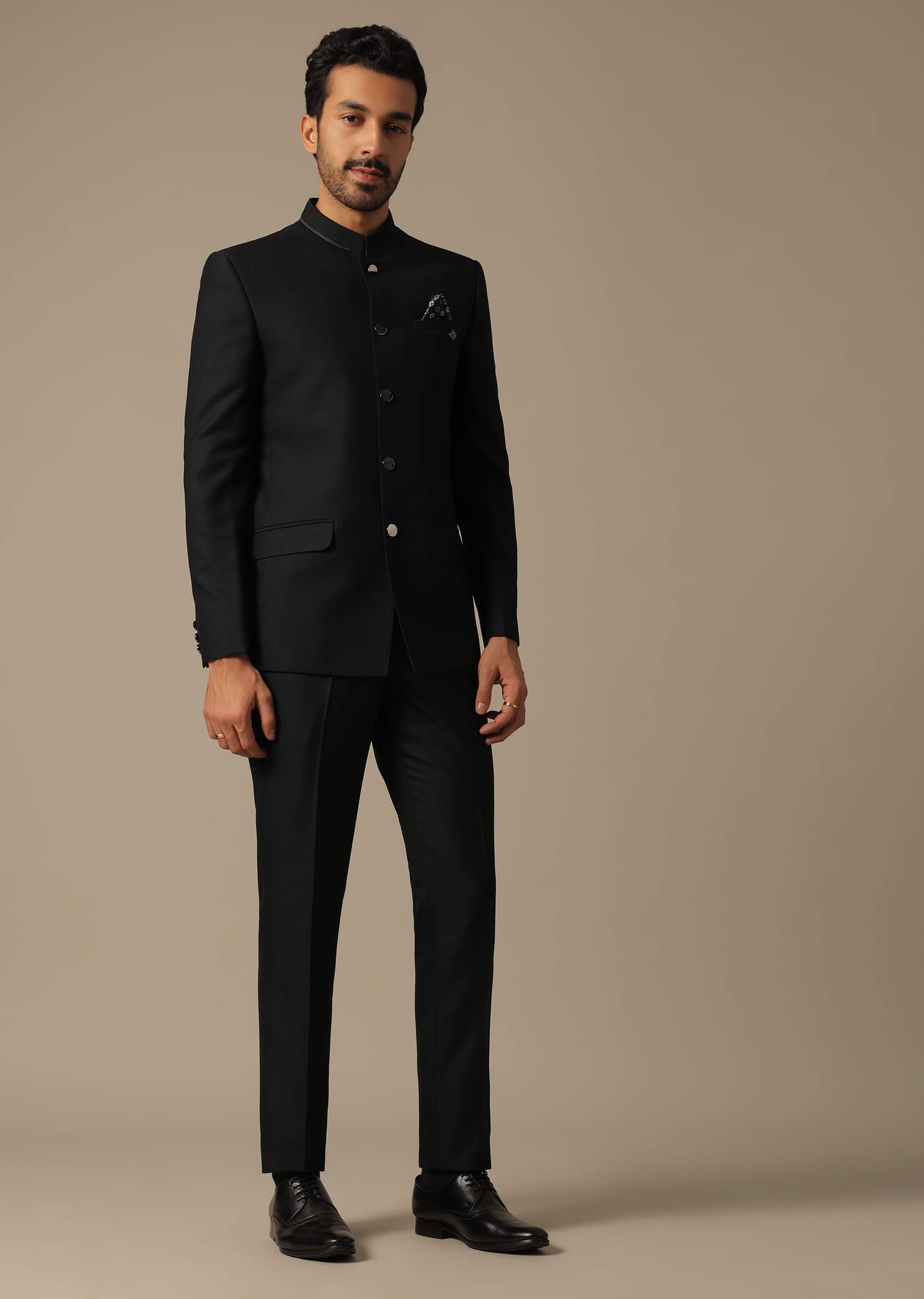 Black Rayon Bandhgala Jodhpuri Suit (2-Piece) - Image 3