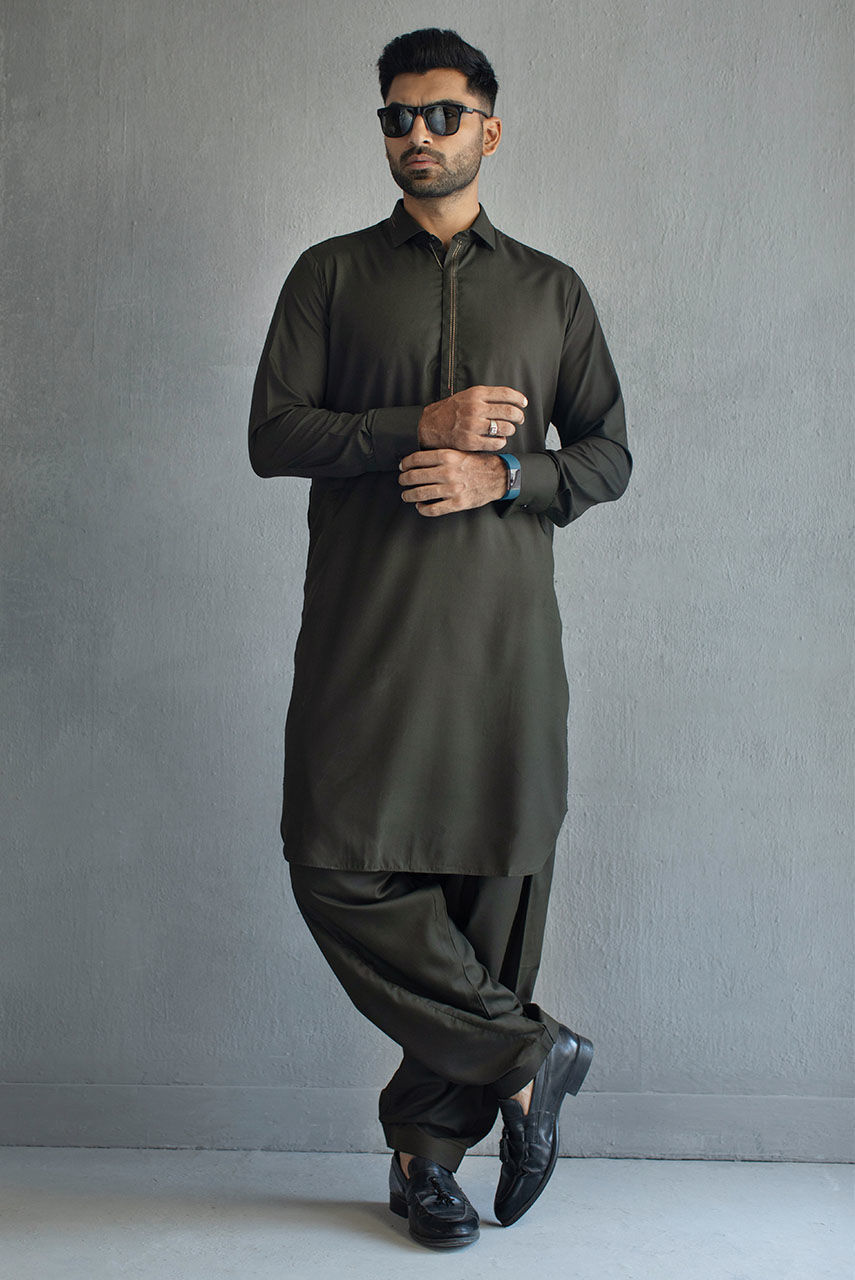 Black & White Check Woollen Prince Coat (1-Pc) - Image 3