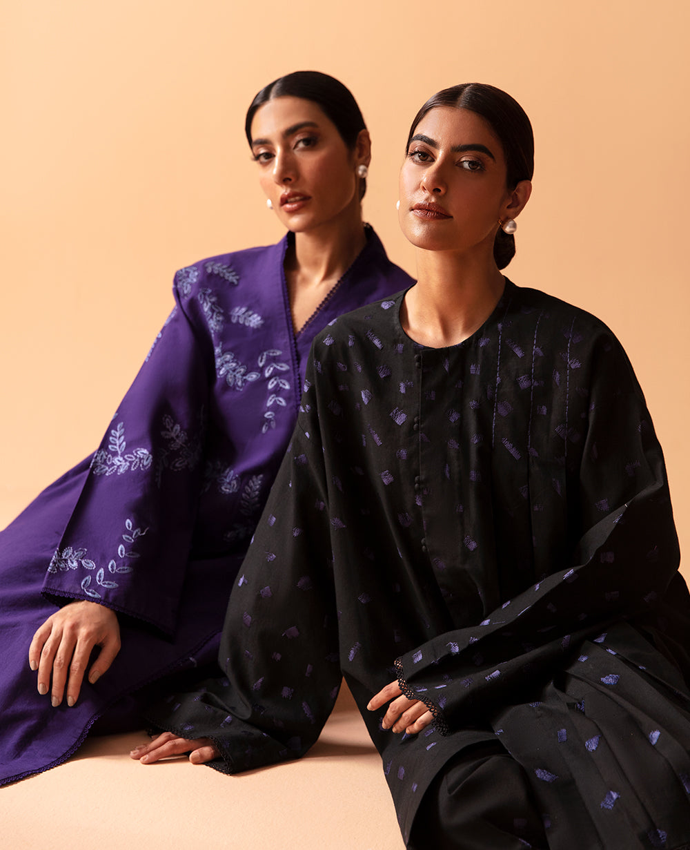 Black Embroidered Cambric Salwar Kameez (2-Piece) - Image 6