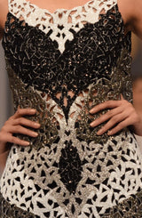 Black Hand-Beaded Chiffon Salwar Kameez (3-Piece) - Image 3