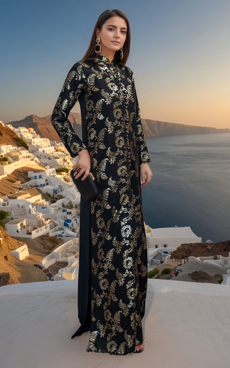 Pakistani Black Embroidered Chiffon Salwar Kameez (2-Piece) - Image 1