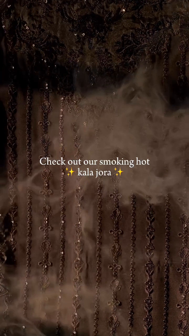 Black Sequin Embroidered Chiffon Kurta Set (3-Piece) - Image 7