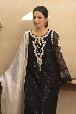 Black Sequined Chiffon Salwar Kameez (3-Piece) - Image 5