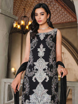 Pakistani Black Zardozi Swarovski Chiffon Silk Salwar Kameez (3-Piece) - Image 3