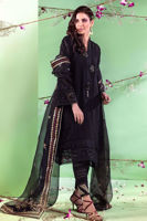 Black Crystal Cotton Net Salwar Kameez (3-Piece) - Image 3