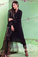 Black Crystal Cotton Net Salwar Kameez (3-Piece) - Image 4