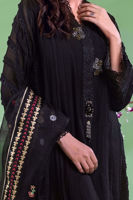 Black Crystal Cotton Net Salwar Kameez (3-Piece) - Image 6