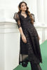 Black Embroidered Cotton Net Kurta (2-Piece) - Image 4