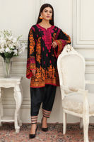 Black Kashmiri Embroidered Cotton Net Salwar Kameez (2-Piece) - Image 2