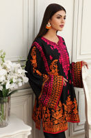 Black Kashmiri Embroidered Cotton Net Salwar Kameez (2-Piece) - Image 3