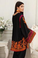 Black Kashmiri Embroidered Cotton Net Salwar Kameez (2-Piece) - Image 5