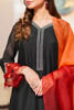 Black Embroidered Cotton Organza Salwar Kameez (3-Piece) - Image 3