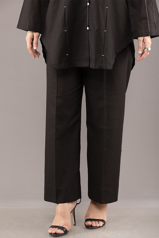 Pakistani Black Pearl-Detail Cotton Salwar Kameez (2-Piece) - Image 4