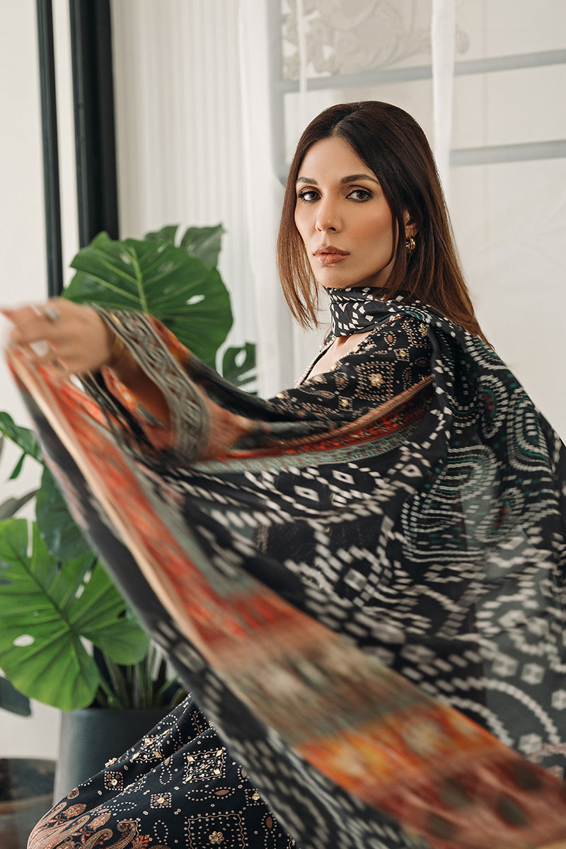 Pakistani Black Bandhani Digital Printed Crepe Kameez (2-Piece) - Image 6