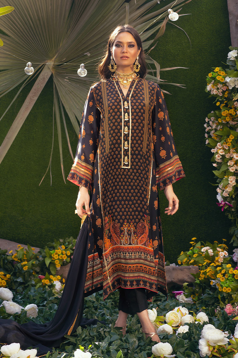 Black Zardozi Pure Crepe Silk Kurta (3-Piece) - Image 1