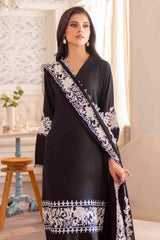 Pakistani Black Monochrome Embroidered Georgette Chiffon Salwar Kameez (3-Piece) - Image 3