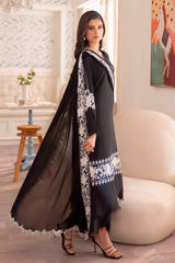 Pakistani Black Monochrome Embroidered Georgette Chiffon Salwar Kameez (3-Piece) - Image 4