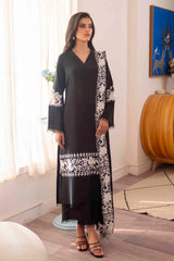 Pakistani Black Monochrome Embroidered Georgette Chiffon Salwar Kameez (3-Piece) - Image 6