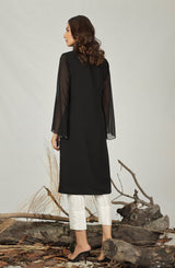 Pakistani Black Embroidered Georgette Salwar Kameez (3-Piece) - Image 4