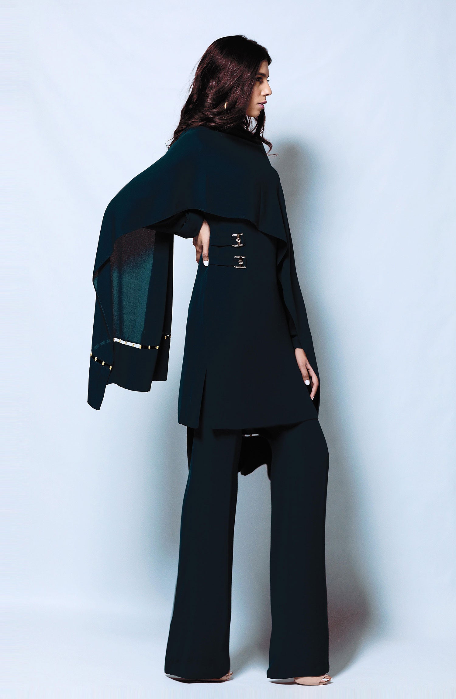 Black Georgette Salwar Kameez with Gold Accents (3-Piece) - Image 3