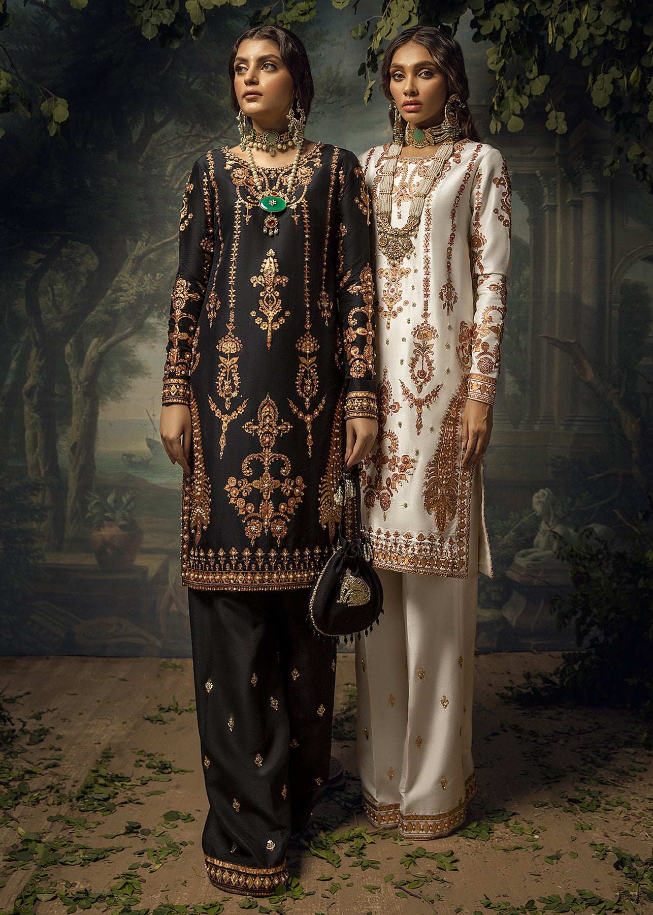 Pakistani Black Hand-Embellished Georgette Salwar Kameez (3-Piece) - Image 3