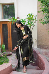Black Sequin Crepe Salwar Kameez (3-Piece) - Image 4