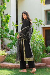 Black Sequin Crepe Salwar Kameez (3-Piece) - Image 5