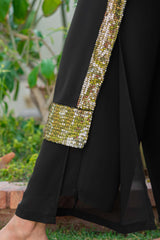 Black Sequin Crepe Salwar Kameez (3-Piece) - Image 7