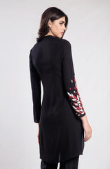 Pakistani Black Embroidered Georgette Chiffon Tunic (2-Piece) - Image 4