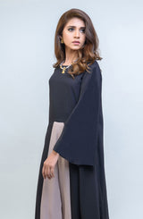 Pakistani Black Georgette Chiffon Fit-and-Flare Tunic (2-Piece) - Image 3