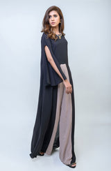 Pakistani Black Georgette Chiffon Fit-and-Flare Tunic (2-Piece) - Image 4