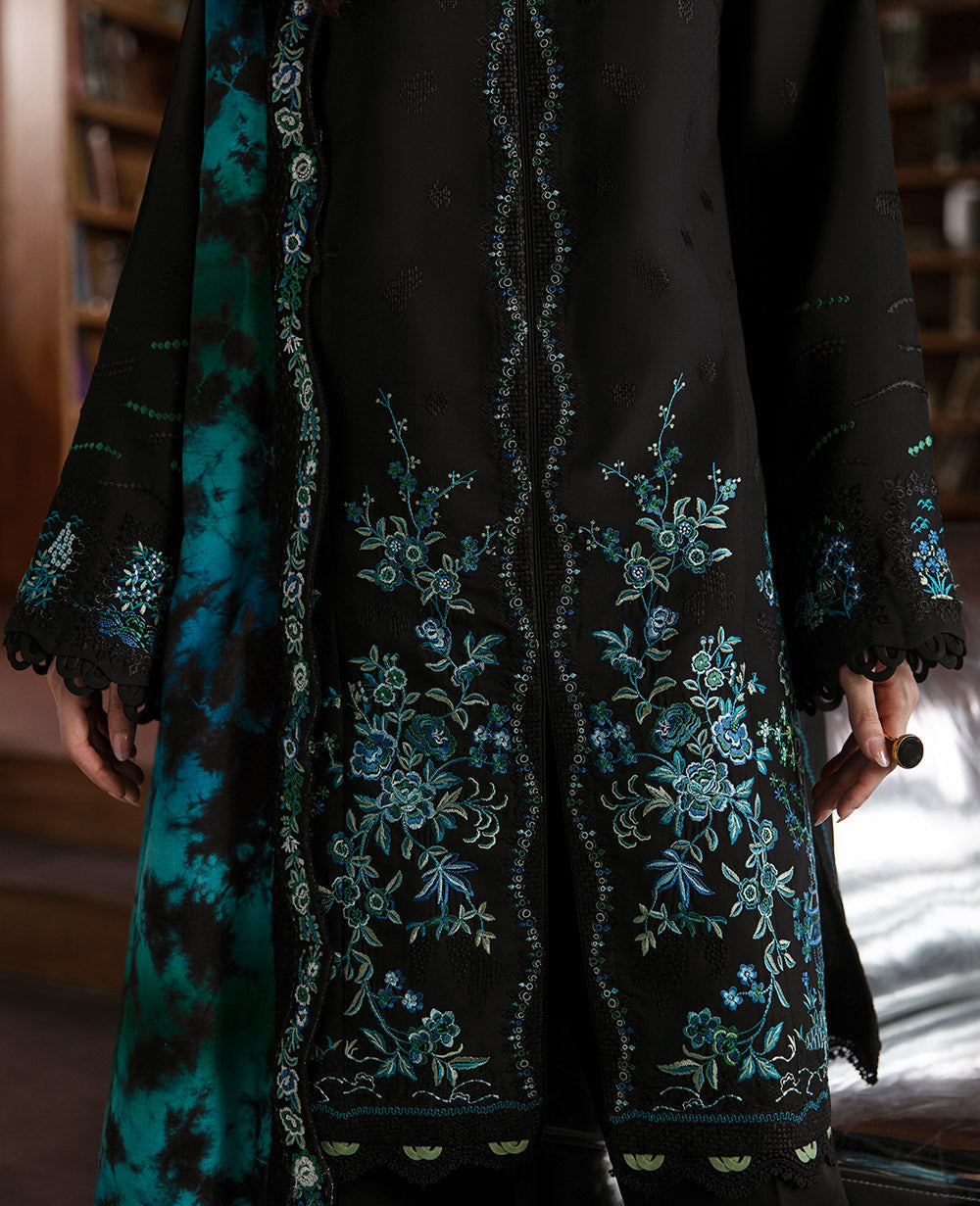Pakistani Black Embroidered Grip Salwar Kameez (3-Piece) - Image 4