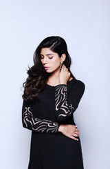 Pakistani Black Handcrafted Appliqué Tunic Set (2-Piece) - Image 2