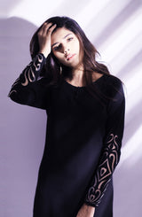 Pakistani Black Handcrafted Appliqué Tunic Set (2-Piece) - Image 4