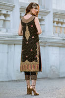 Pakistani Black Embroidered Jamawar Salwar Kameez (3-Piece) - Image 3