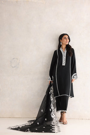 Black Aari Embroidered Pure Karandi Salwar Kameez (3-Piece) - Image 2