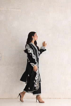 Black Aari Embroidered Pure Karandi Salwar Kameez (3-Piece) - Image 3