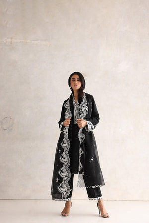 Black Aari Embroidered Pure Karandi Salwar Kameez (3-Piece) - Image 5