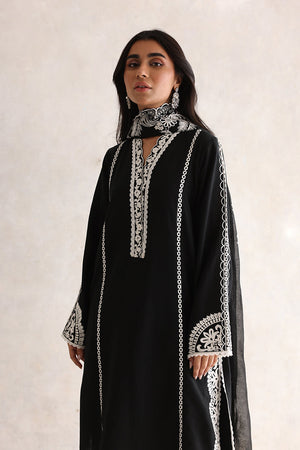 Black Aari Embroidered Pure Karandi Salwar Kameez (3-Piece) - Image 6