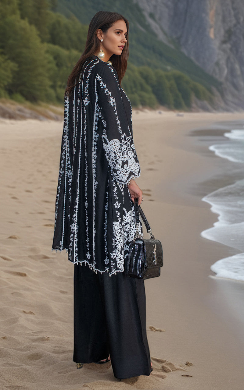 Black Embroidered Lawn Salwar Kameez (2-Piece) - Image 4