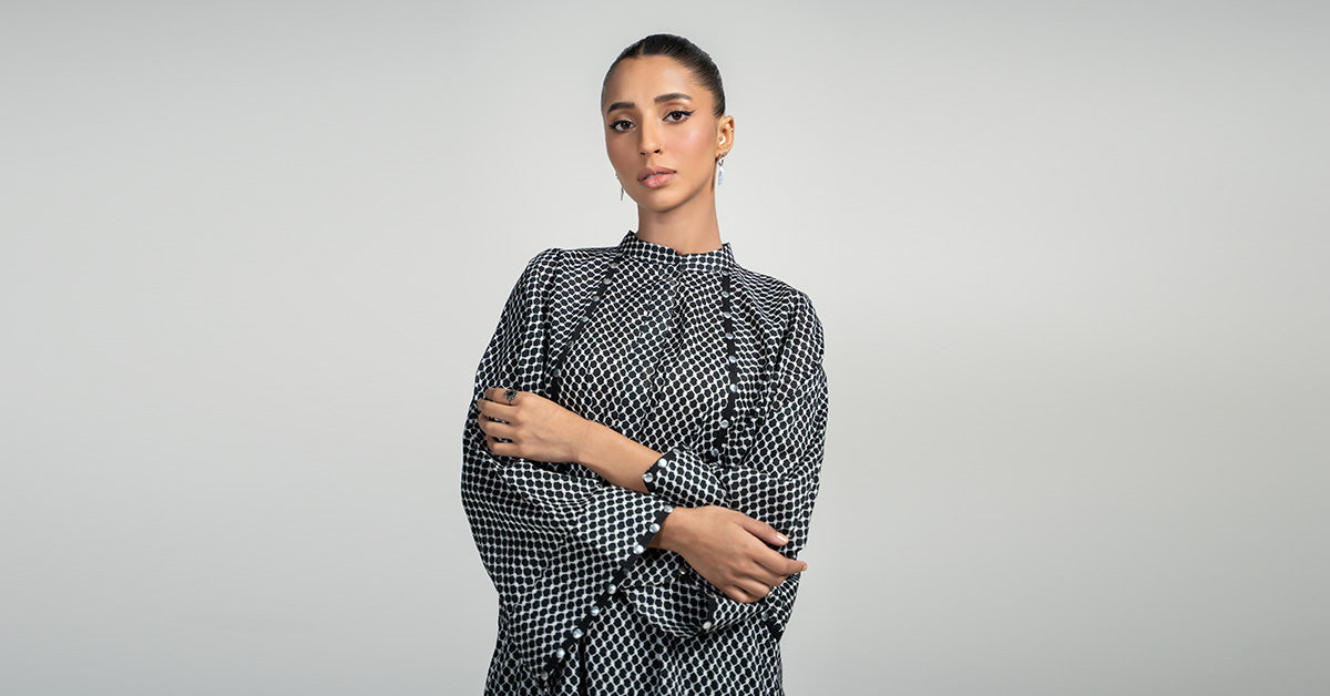 Black Printed Lawn Baggy Shirt & Cambric Shalwar (2-Piece) - Image 6