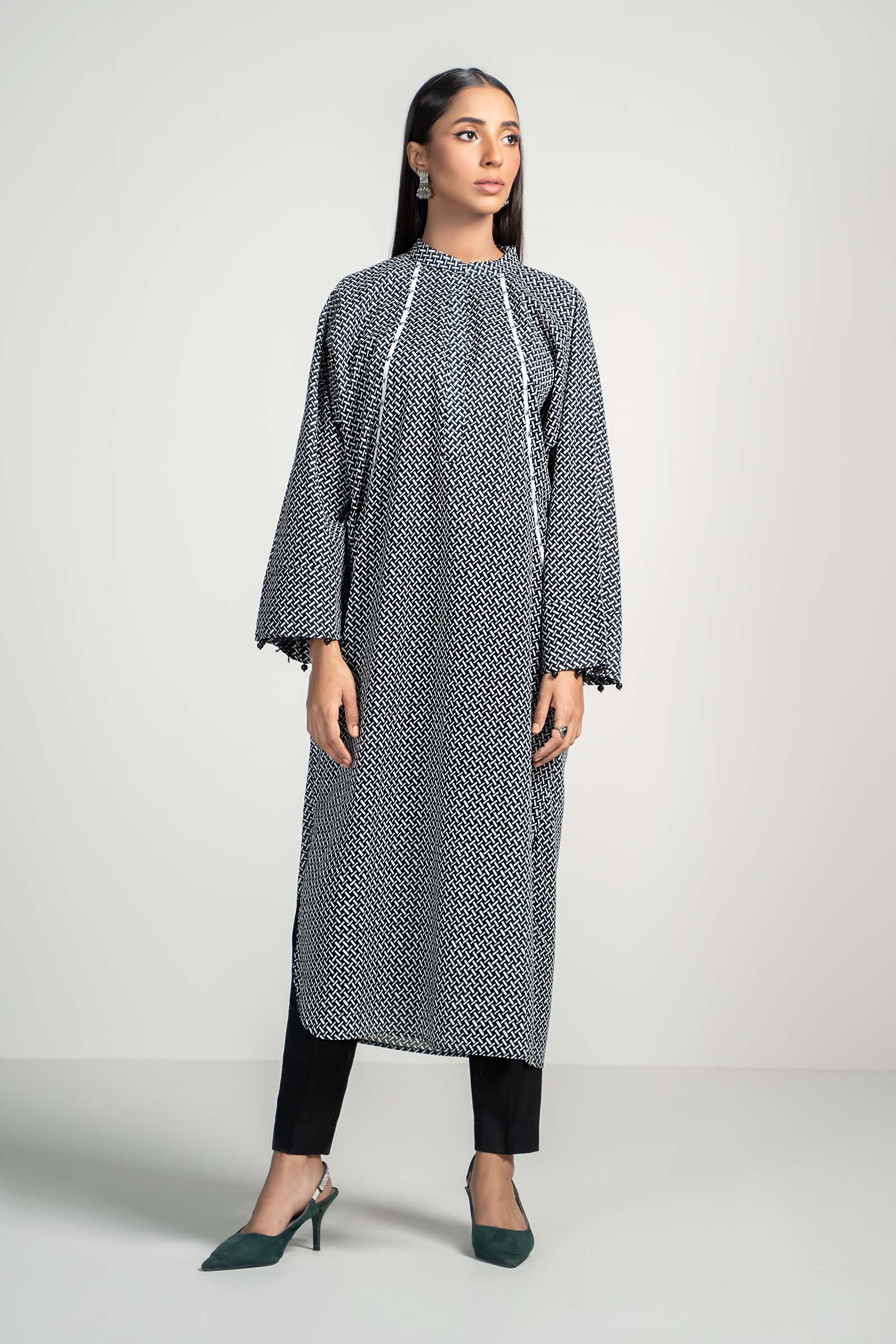 Black Digital Printed Lawn Salwar Kameez (2-Piece) - Image 2