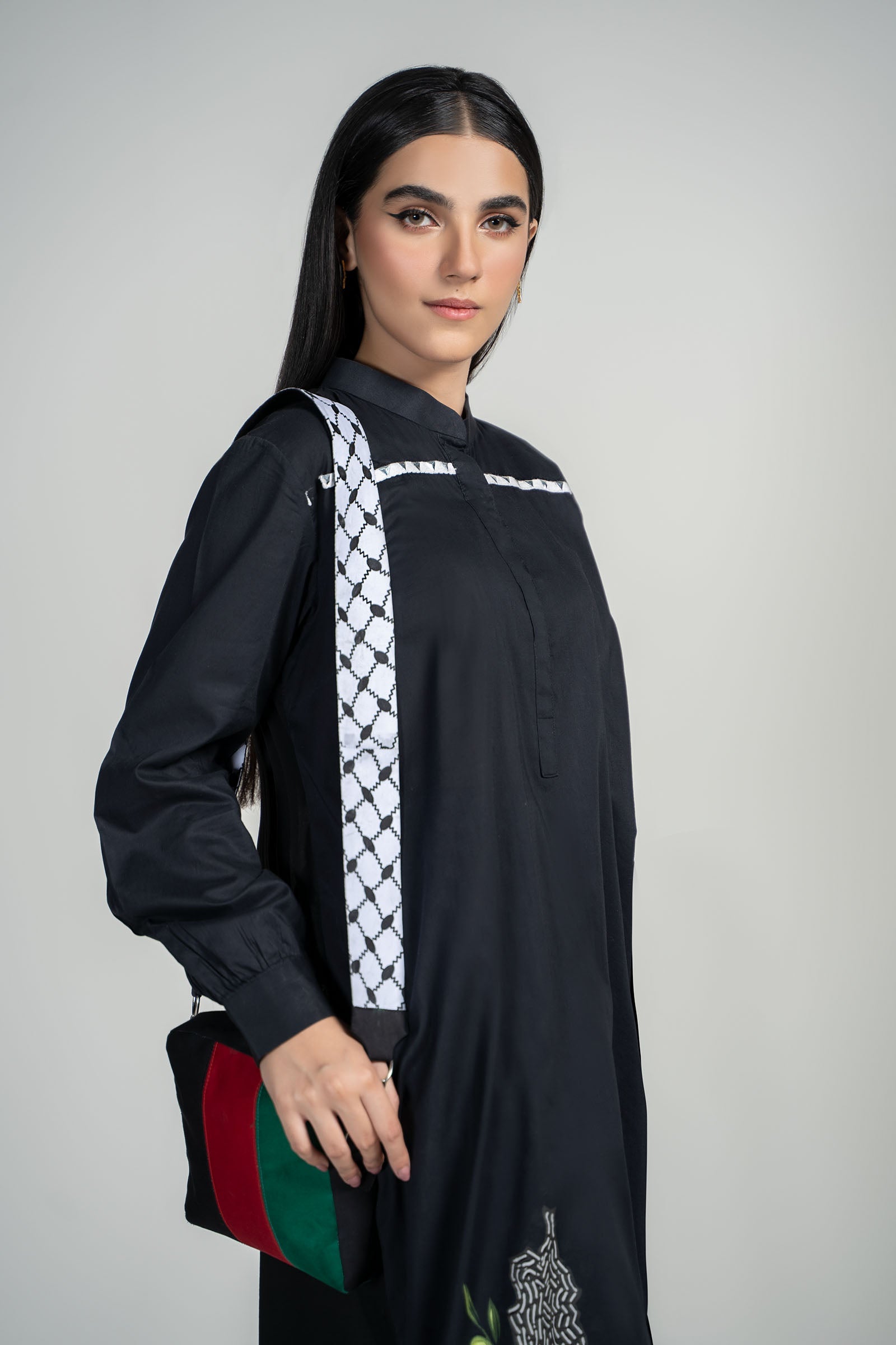 Pakistani Black Digital Printed Lawn 2-Piece Suit - Image 2