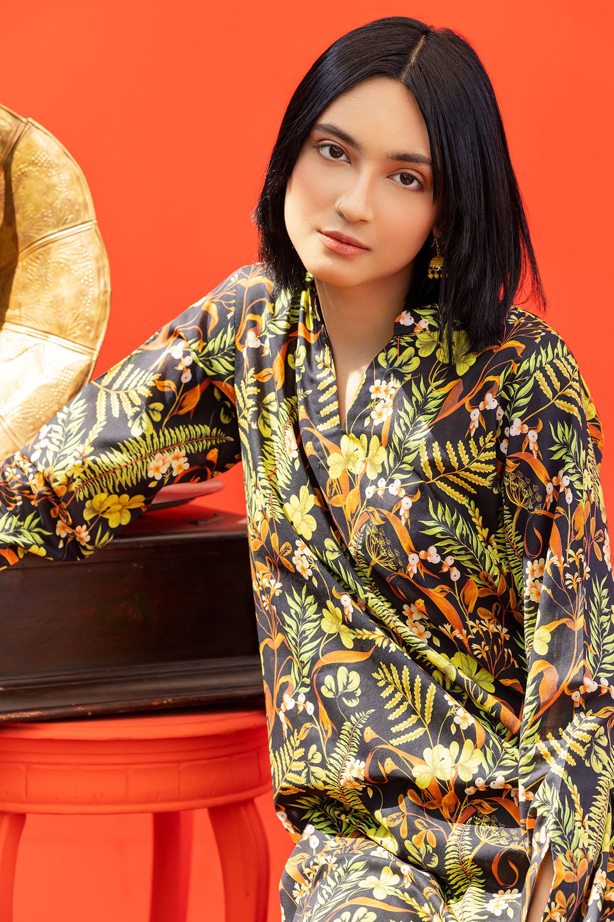 Black Digital Printed Lawn Salwar Kameez (2-Piece) - Image 2