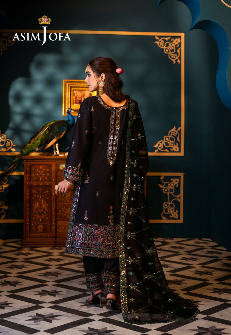 Black Embroidered Lawn & Chiffon 3-Piece Suit - Image 2